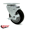 Service Caster 4 Inch Black Polyurethane Wheel Swivel Top Plate Caster with Brake SCC-20S414-PPUB-BLK-TLB-TP2